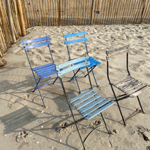 Load image into Gallery viewer, Vintage folding chairs in shades of blue