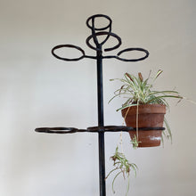 Load image into Gallery viewer, Vintage hand forged wrought iron plant stand