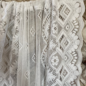 Vintage white lace curtain panels - Pair