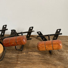 Load image into Gallery viewer, Vintage French wood and metal coat hooks - set of 5