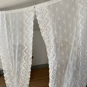 Vintage white lace curtain panels - Pair