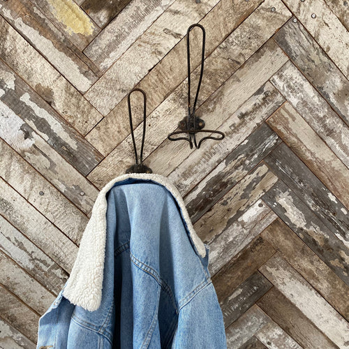 Pair vintage French School coat hooks