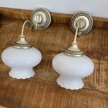 Load image into Gallery viewer, Vintage bistro « opaline » Milk Glass wall lights