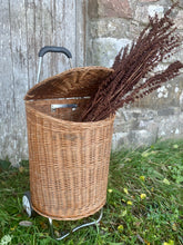 Load image into Gallery viewer, Vintage French wicker shopping trolley “caddie”